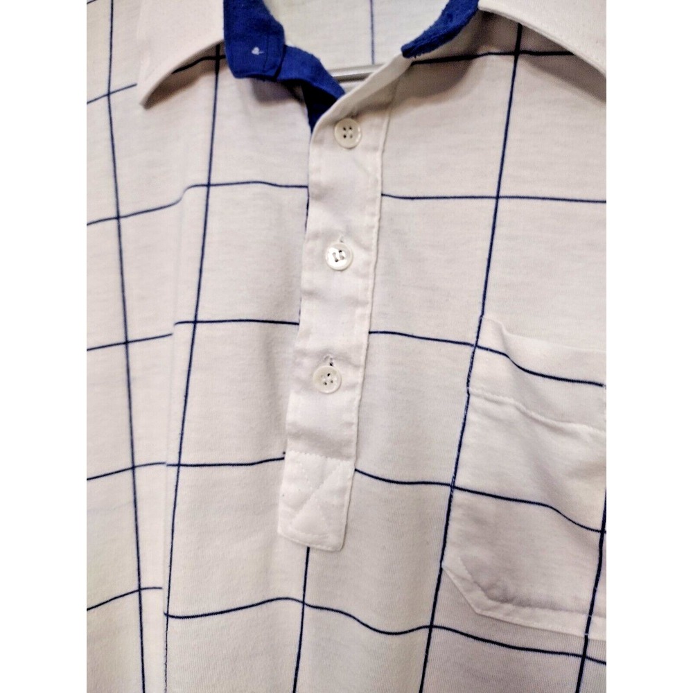 Arnold Palmer Golf Shirt Size Medium White Blue Stripe Vintage Mens - Picture 9 of 10